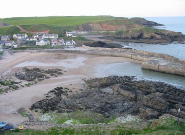 Collieston from the cliffs at low water