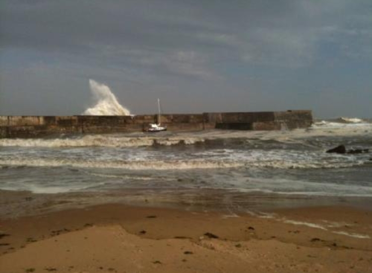Collieston looking SE in strong wind