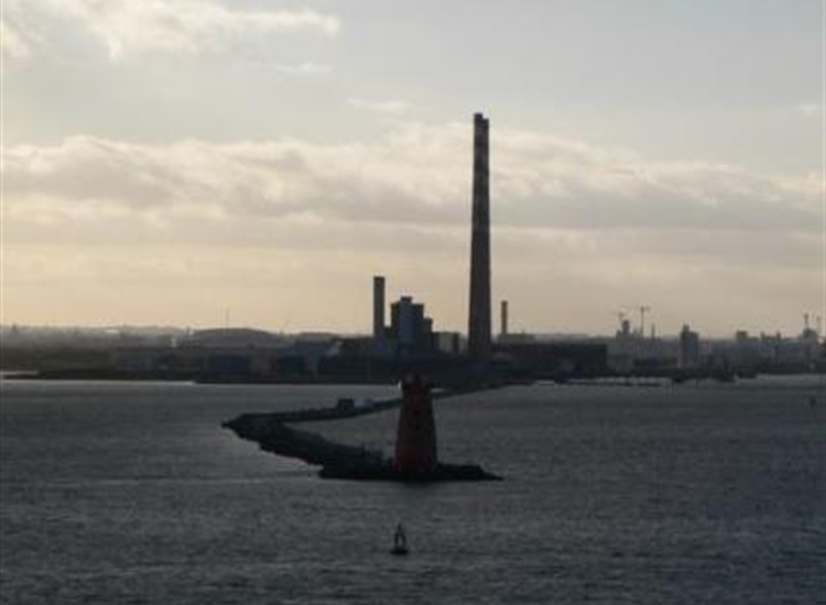 Dublin. Poolbeg Light at eastern end of South wall