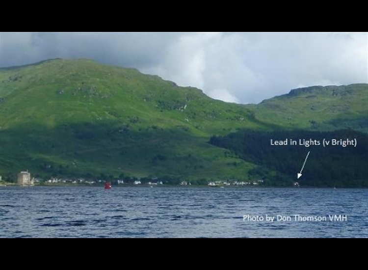 Lochgoil entrance showing the submarine lead in lights