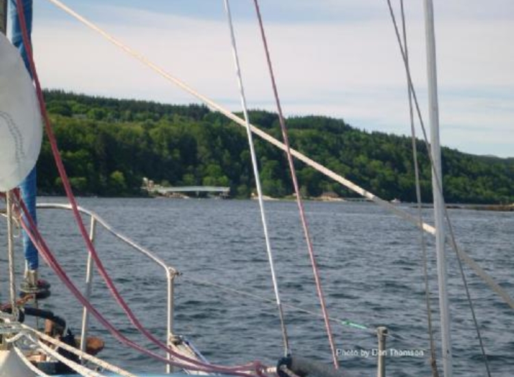 3. Entrance to Loch Aline with the Sand Mine jetty and, further in, the new marina pontoons
