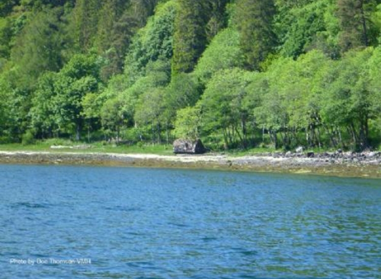 6. Conspicuous rock on West side of Loch