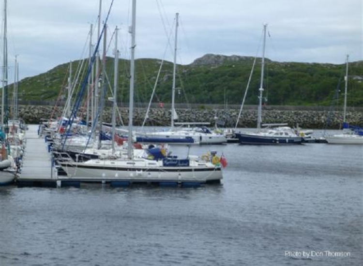 Lochinver Marina pontoons from the East