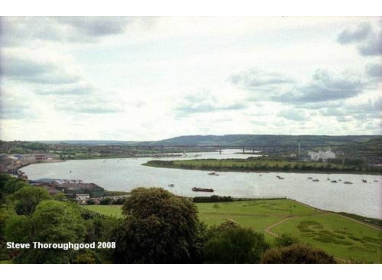 Looking up the Medway from Rochester towards the motorway crossing
