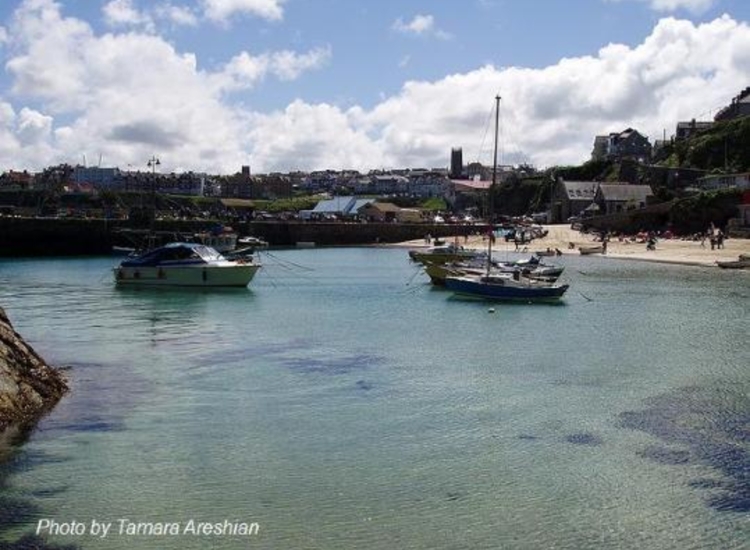 Newquay. Looking up the harbour towards the Lifeboat shed