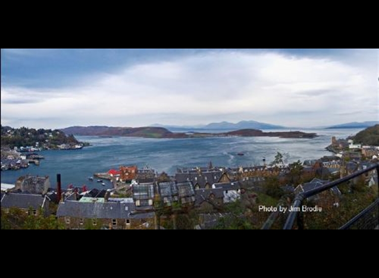Looking over Oban Bay from the NE towards Kerrera Island with the Isle of Mull in the distance
