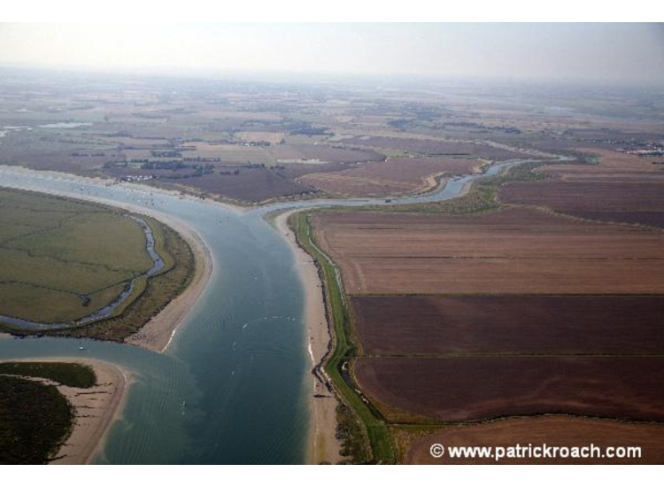River Roach looking West towards Paglesham Reach (veering Left) and Paglesham Creek going right.