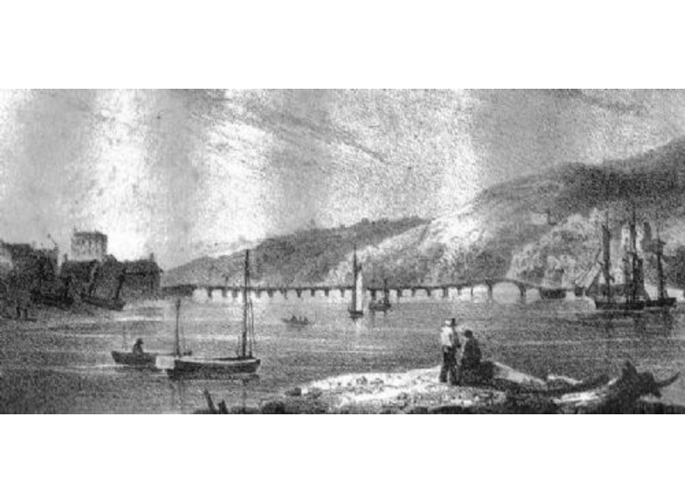 Shaldon Bridge, old print