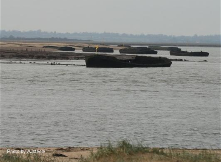 Sunken hulks off the NE end of Horsey Island