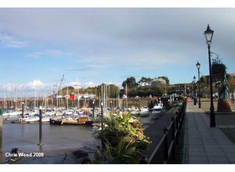 Marina, and Statue of the Ancient Mariner (on right)